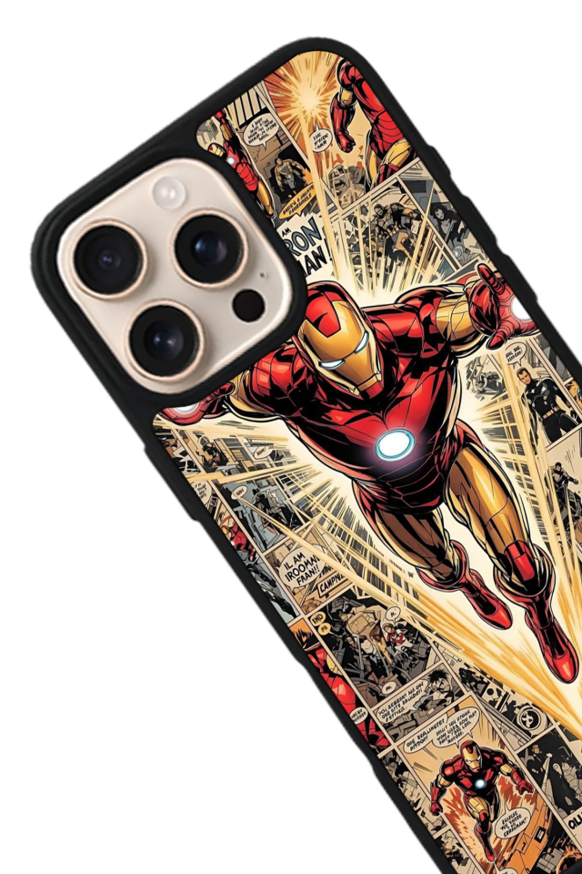 iPhone 15 Pro Max Uyumlu  Iron Man ( Demir Adam ) Tasarımlı Glossy Premium Kılıf