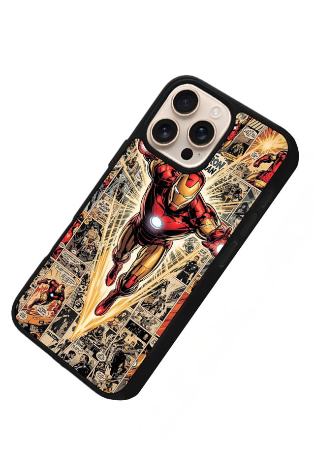 iPhone 15 Pro Max Uyumlu  Iron Man ( Demir Adam ) Tasarımlı Glossy Premium Kılıf