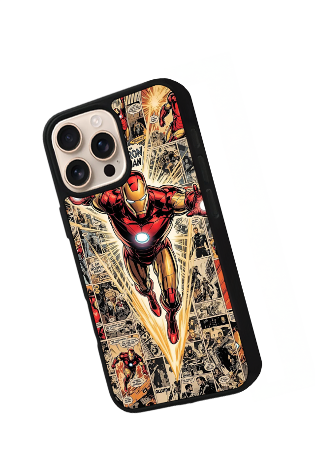 iPhone 15 Pro Max Uyumlu  Iron Man ( Demir Adam ) Tasarımlı Glossy Premium Kılıf