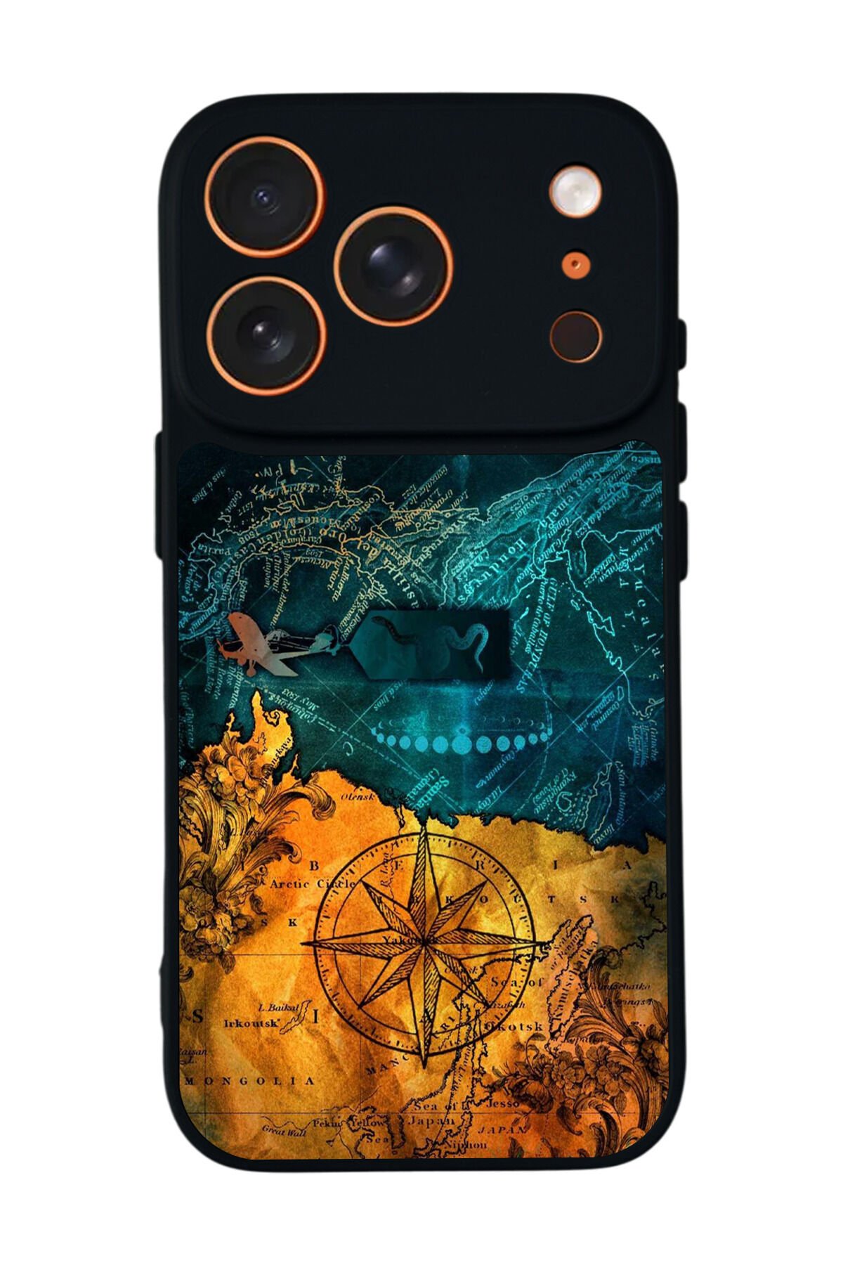 iPhone 17 Pro Uyumlu Pusula Tasarımlı Glossy Premium Kılıf