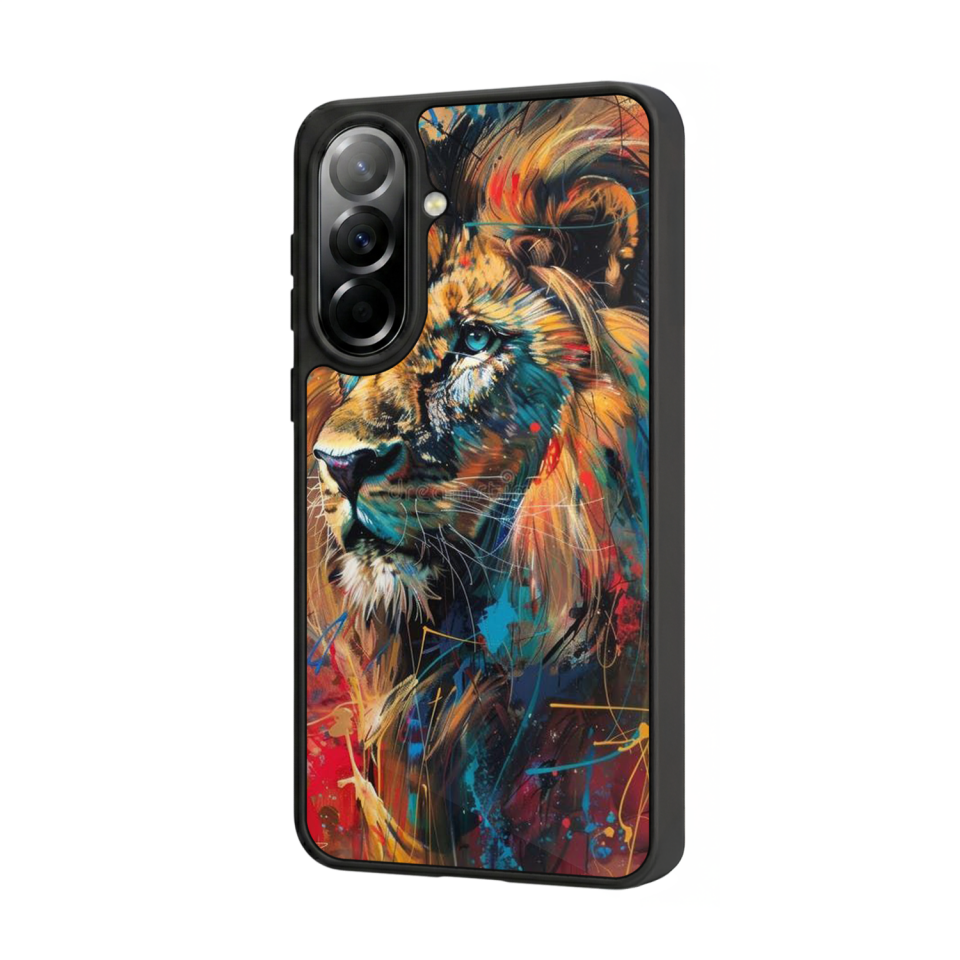 Samsung Galaxy A37 Uyumlu Aslan Tasarımlı Glossy Premium Kılıf