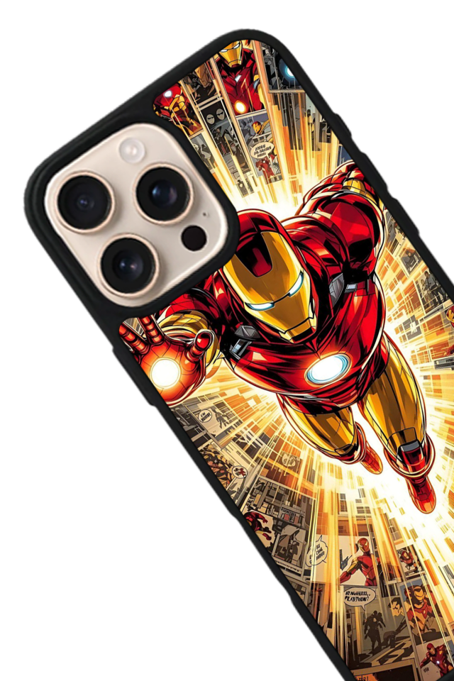 iPhone 15 Pro Max Uyumlu  Iron Man ( Demir Adam ) Tasarımlı Glossy Premium Kılıf