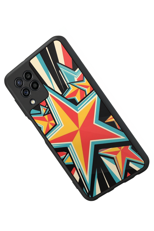 Samsung Galaxy M22 Uyumlu Retro Yildizlar Tasarımlı Glossy Premium Kılıf