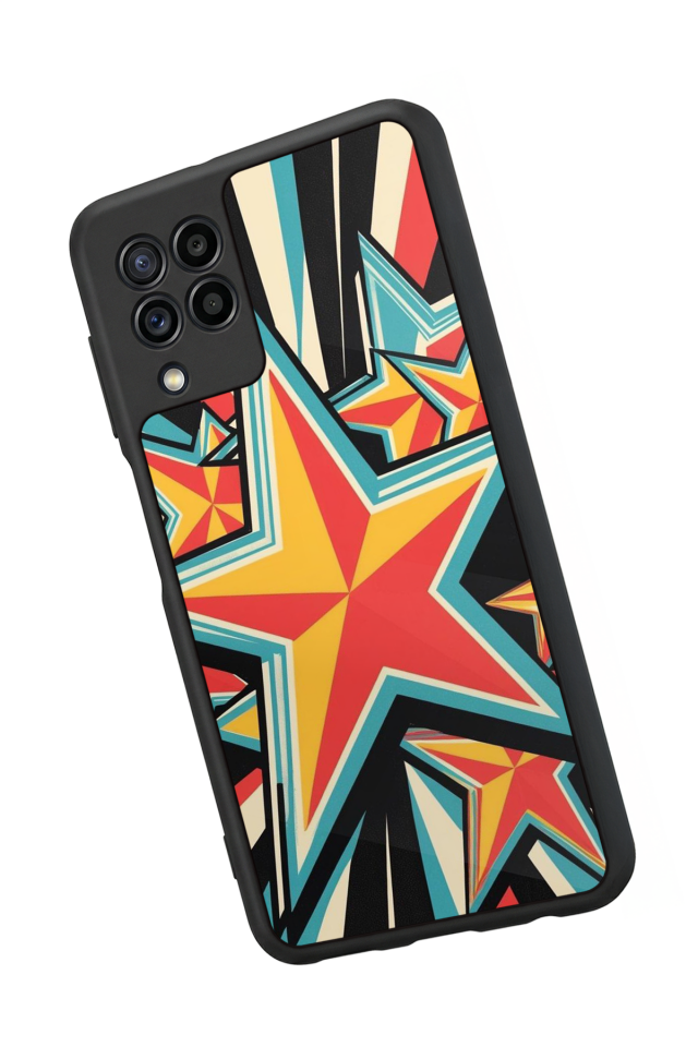 Samsung Galaxy M22 Uyumlu Retro Yildizlar Tasarımlı Glossy Premium Kılıf