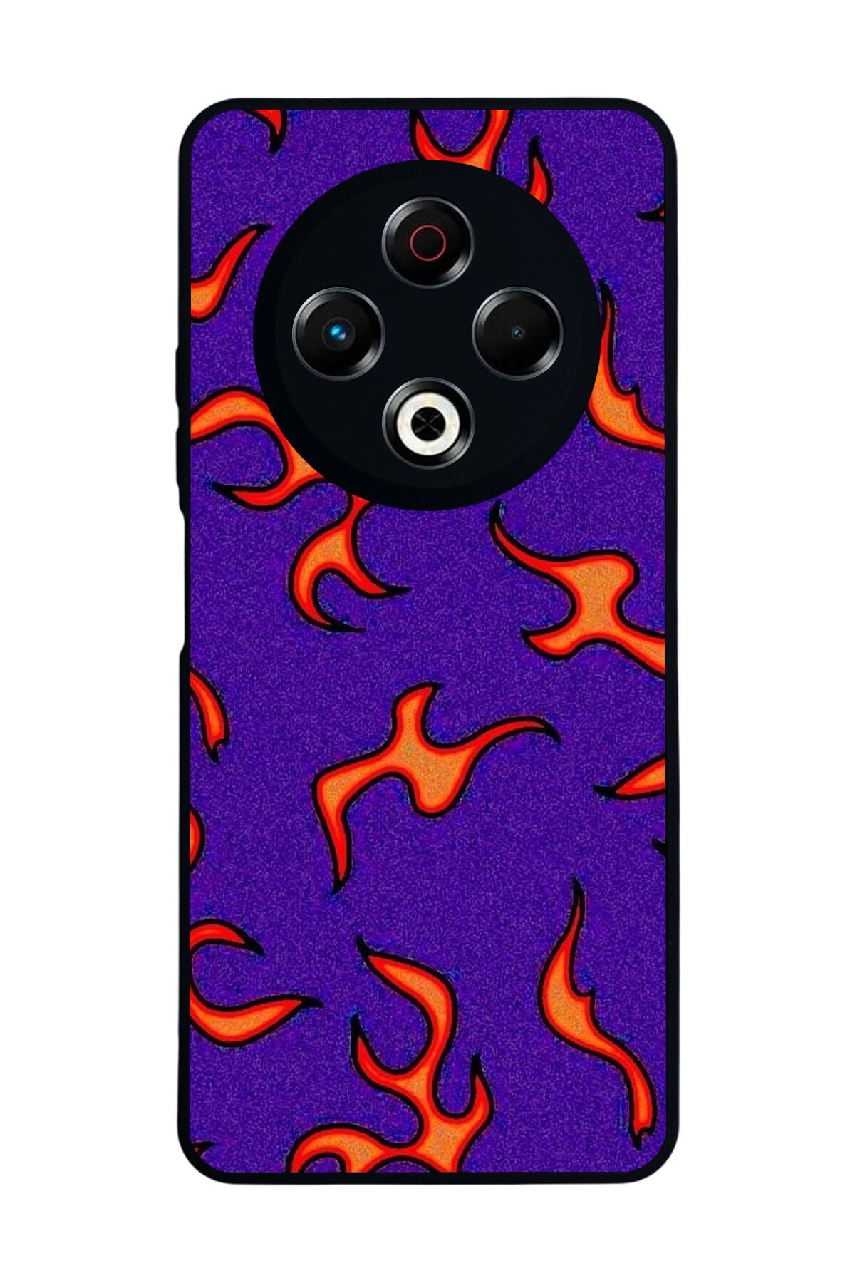 Tecno Spark 30 Uyumlu Retro Flame Patterns Tasarımlı Glossy Premium Kılıf