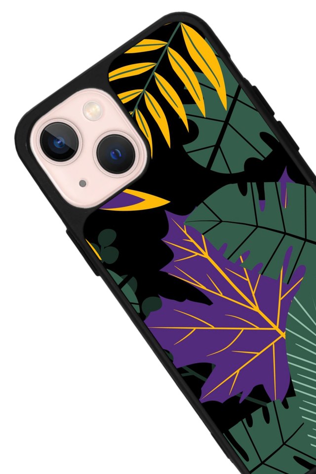 iPhone 13 Mini Uyumlu Botanik Tasarımlı Glossy Premium Kılıf
