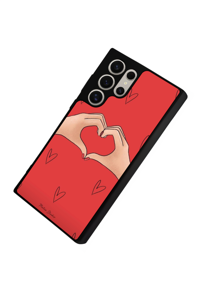 Samsung Galaxy S22 Ultra Uyumlu Kalp Love Tasarımlı Glossy Premium Kılıf