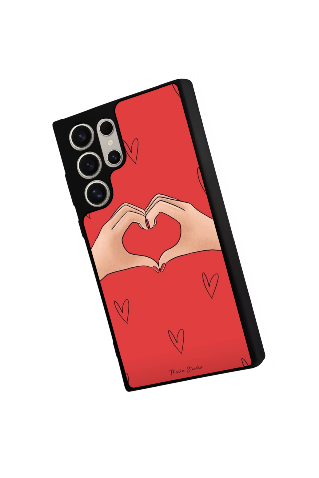 Samsung Galaxy S22 Ultra Uyumlu Kalp Love Tasarımlı Glossy Premium Kılıf