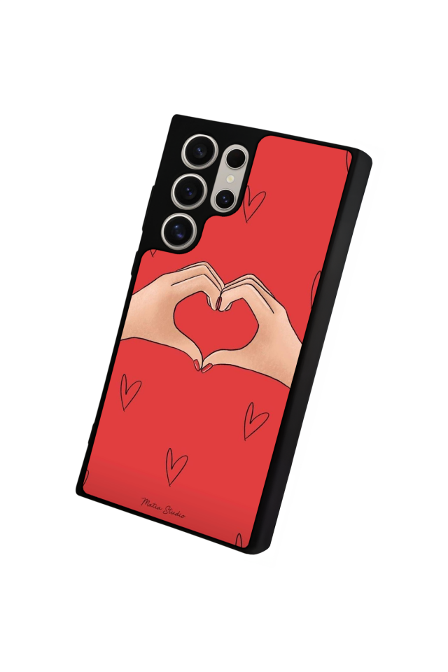 Samsung Galaxy S22 Ultra Uyumlu Kalp Love Tasarımlı Glossy Premium Kılıf