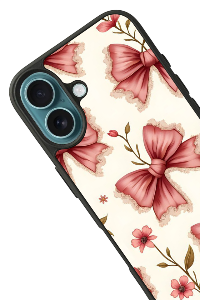 iPhone 16 Uyumlu Kurdele Tasarımlı Glossy Premium Kılıf