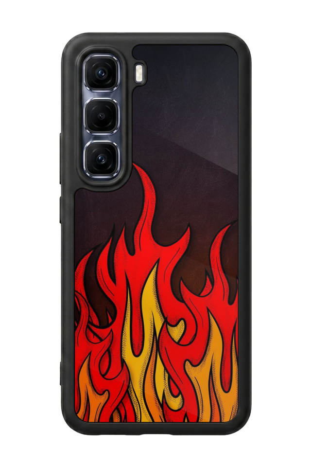 Infinix Hot 60 Pro Plus Uyumlu Retro Flame Patterns Tasarımlı Glossy Premium Kılıf