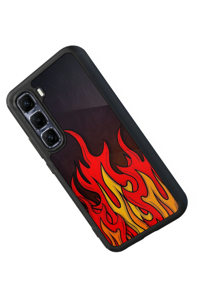 Infinix Hot 60 Pro Plus Uyumlu Retro Flame Patterns Tasarımlı Glossy Premium Kılıf
