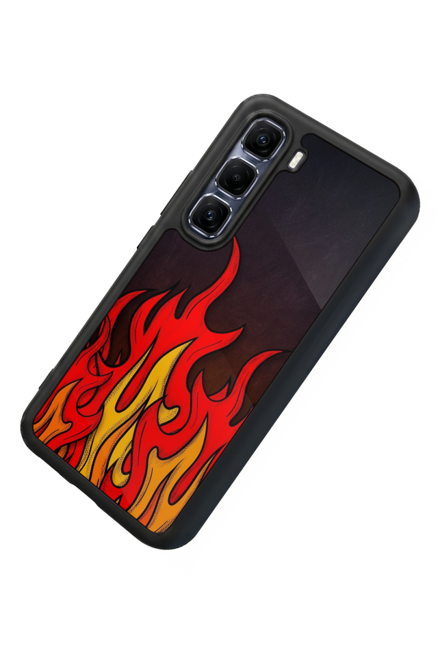 Infinix Hot 60 Pro Plus Uyumlu Retro Flame Patterns Tasarımlı Glossy Premium Kılıf