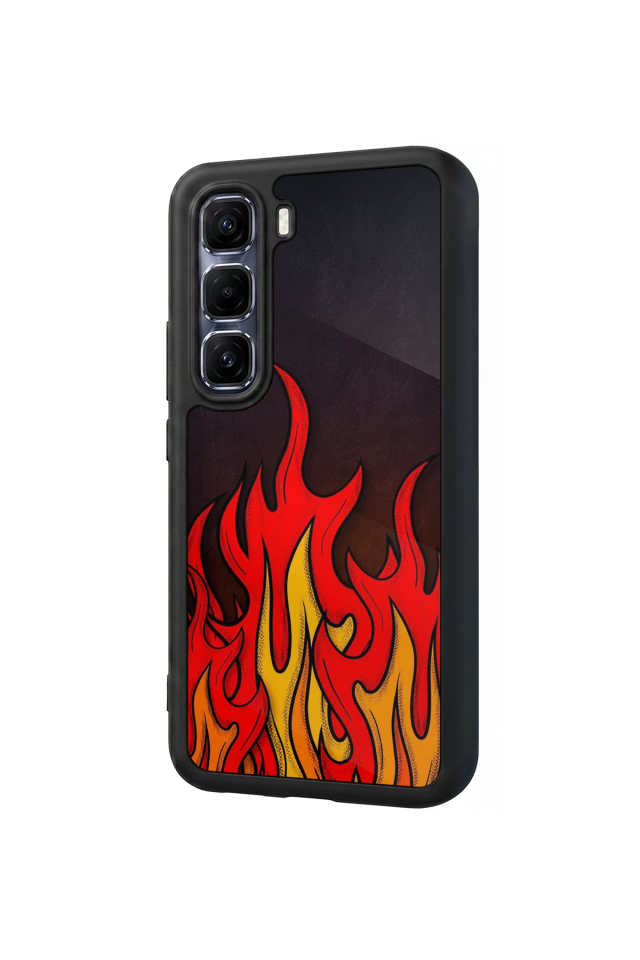 Infinix Hot 60 Pro Plus Uyumlu Retro Flame Patterns Tasarımlı Glossy Premium Kılıf