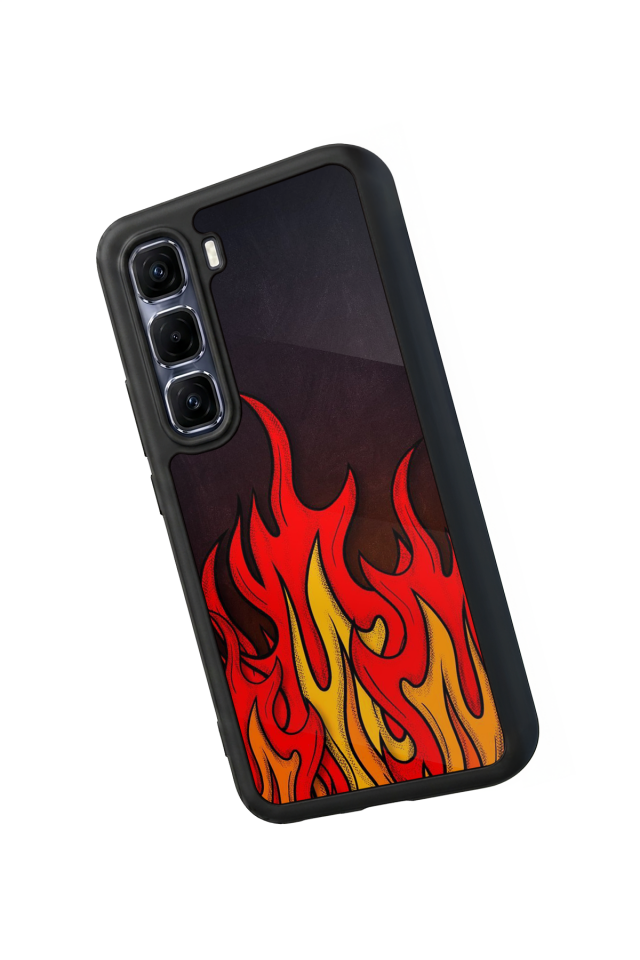 Infinix Hot 60 Pro Plus Uyumlu Retro Flame Patterns Tasarımlı Glossy Premium Kılıf
