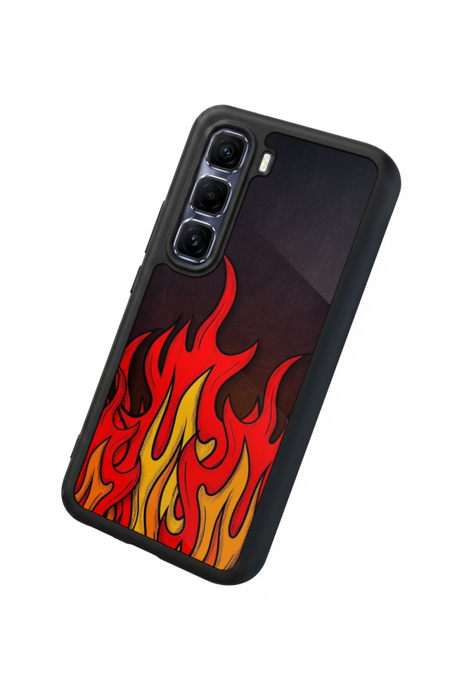 Infinix Hot 60 Pro Plus Uyumlu Retro Flame Patterns Tasarımlı Glossy Premium Kılıf