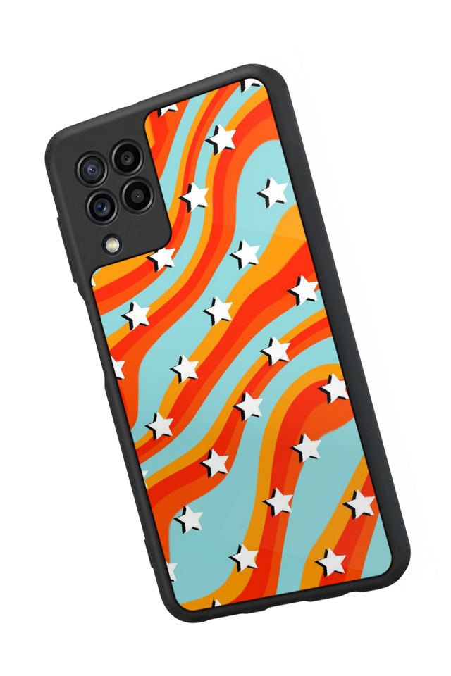 Samsung Galaxy M22 Uyumlu Retro Yildizlar Tasarımlı Glossy Premium Kılıf