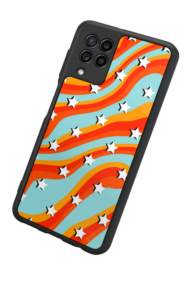 Samsung Galaxy M22 Uyumlu Retro Yildizlar Tasarımlı Glossy Premium Kılıf