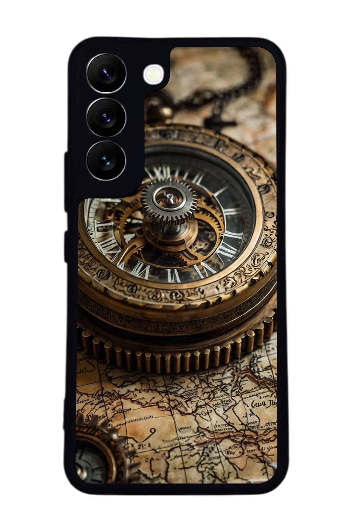 Samsung Galaxy S22 Uyumlu Pusula Tasarımlı Glossy Premium Kılıf