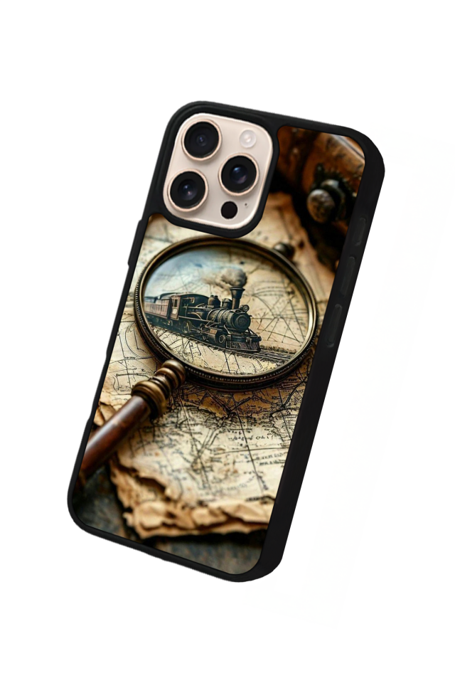 iPhone 15 Pro Uyumlu Pusula Tasarımlı Glossy Premium Kılıf