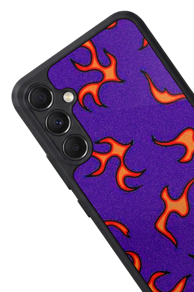 Samsung Galaxy A34 Uyumlu Retro Flame Patterns Tasarımlı Glossy Premium Kılıf