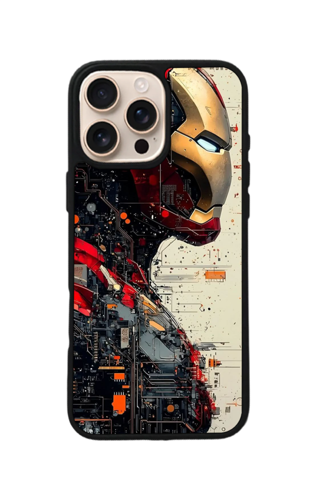 iPhone 15 Pro Max Uyumlu  Iron Man ( Demir Adam ) Tasarımlı Glossy Premium Kılıf