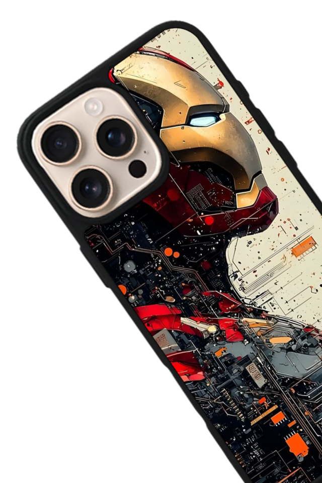 iPhone 15 Pro Max Uyumlu  Iron Man ( Demir Adam ) Tasarımlı Glossy Premium Kılıf