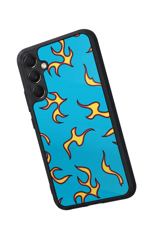 Samsung Galaxy A34 Uyumlu Retro Flame Patterns Tasarımlı Glossy Premium Kılıf