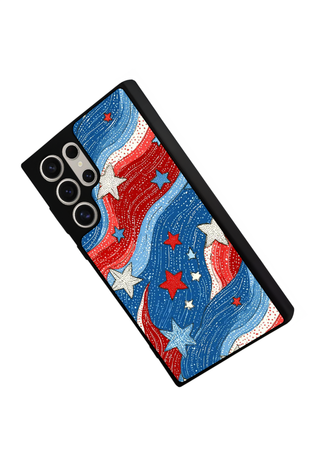 Samsung Galaxy S23 Ultra Uyumlu Retro Yildizlar Tasarımlı Glossy Premium Kılıf