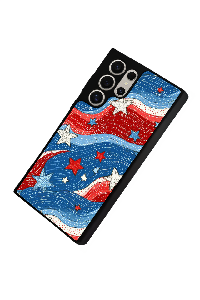 Samsung Galaxy S23 Ultra Uyumlu Retro Yildizlar Tasarımlı Glossy Premium Kılıf