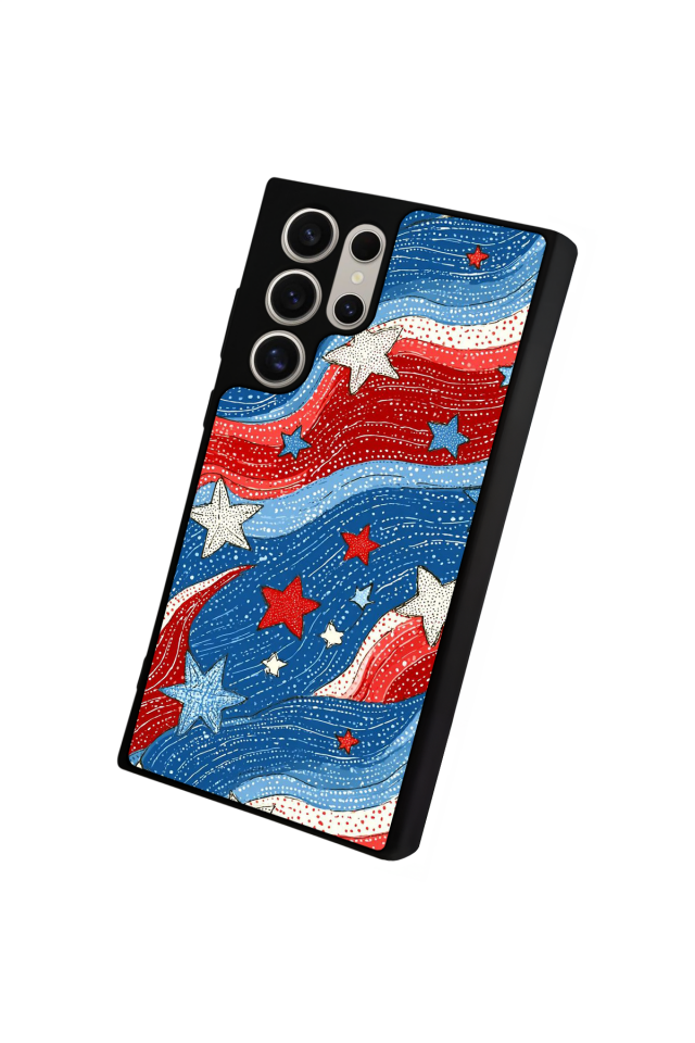 Samsung Galaxy S23 Ultra Uyumlu Retro Yildizlar Tasarımlı Glossy Premium Kılıf