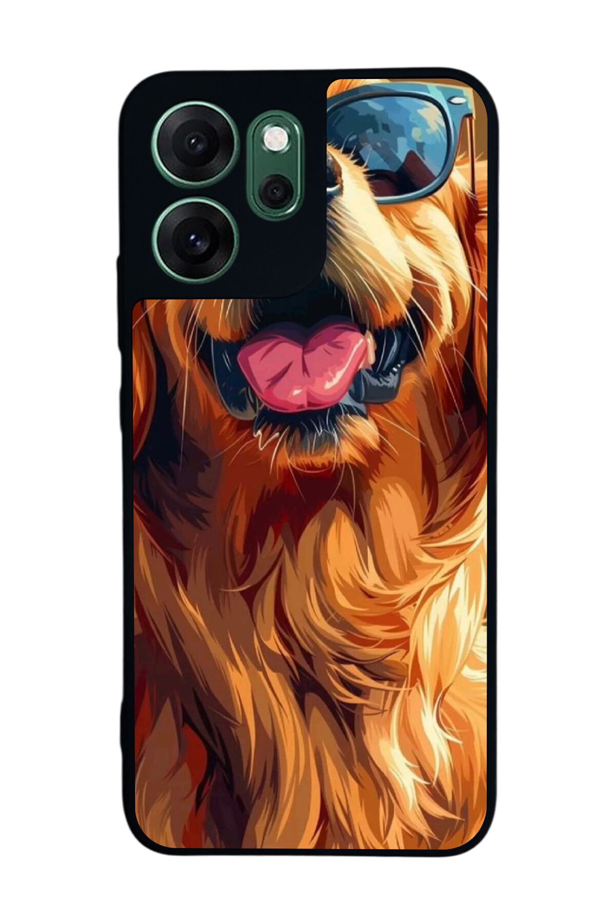 Oppo Reno 14F Uyumlu Golden Kopek Tasarımlı Glossy Premium Kılıf