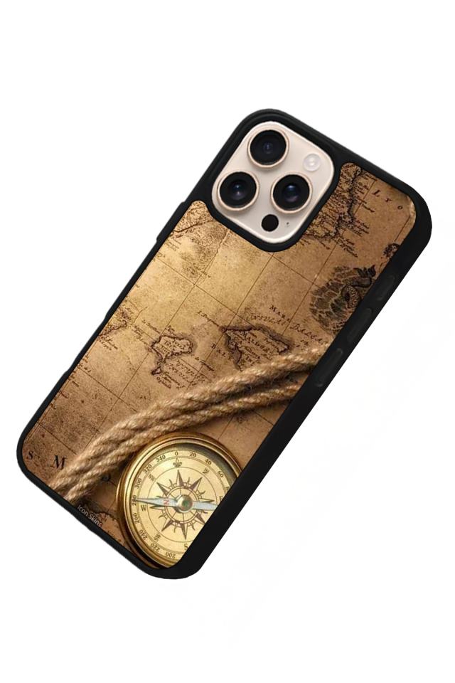 iPhone 15 Pro Uyumlu Pusula Tasarımlı Glossy Premium Kılıf