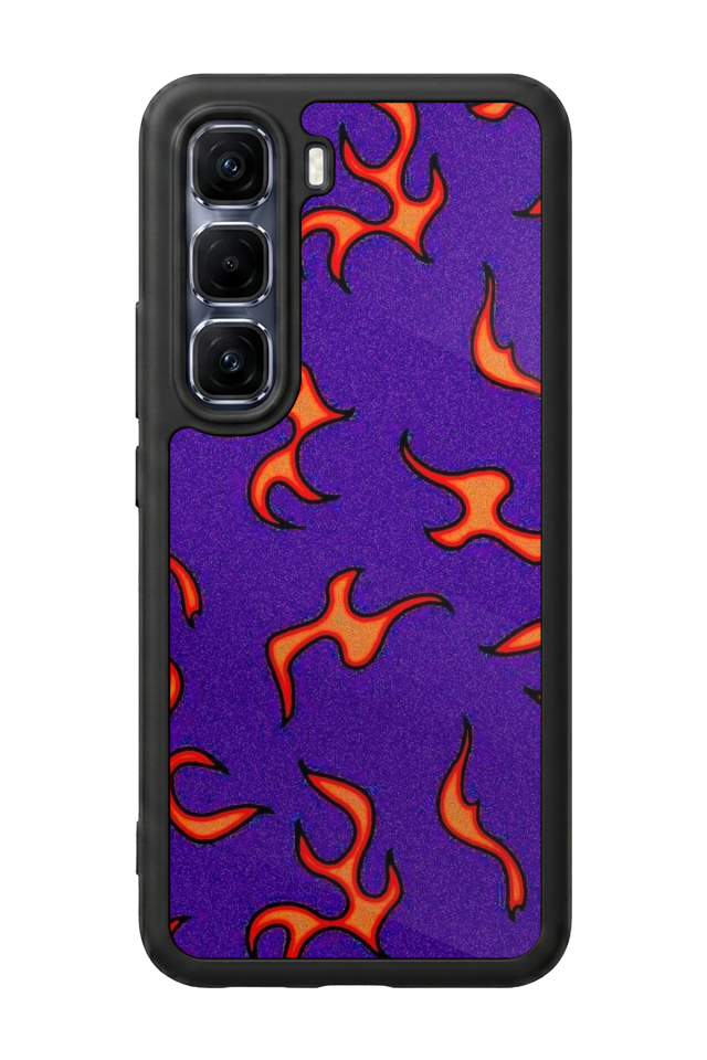 Infinix Hot 60 Pro Plus Uyumlu Retro Flame Patterns Tasarımlı Glossy Premium Kılıf