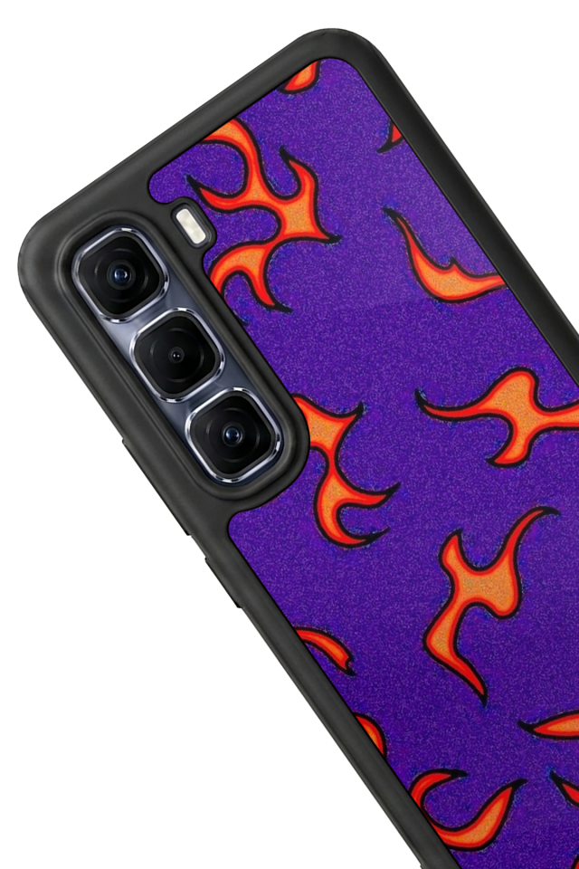 Infinix Hot 60 Pro Plus Uyumlu Retro Flame Patterns Tasarımlı Glossy Premium Kılıf