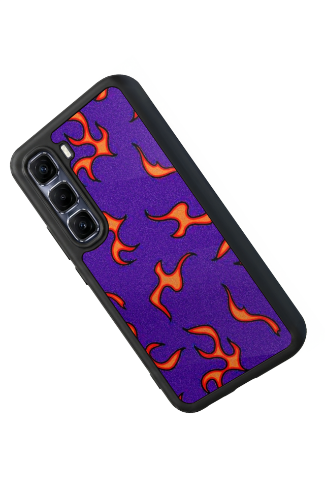 Infinix Hot 60 Pro Plus Uyumlu Retro Flame Patterns Tasarımlı Glossy Premium Kılıf
