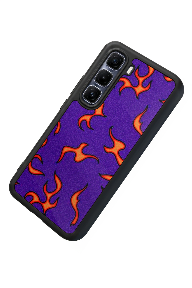 Infinix Hot 60 Pro Plus Uyumlu Retro Flame Patterns Tasarımlı Glossy Premium Kılıf