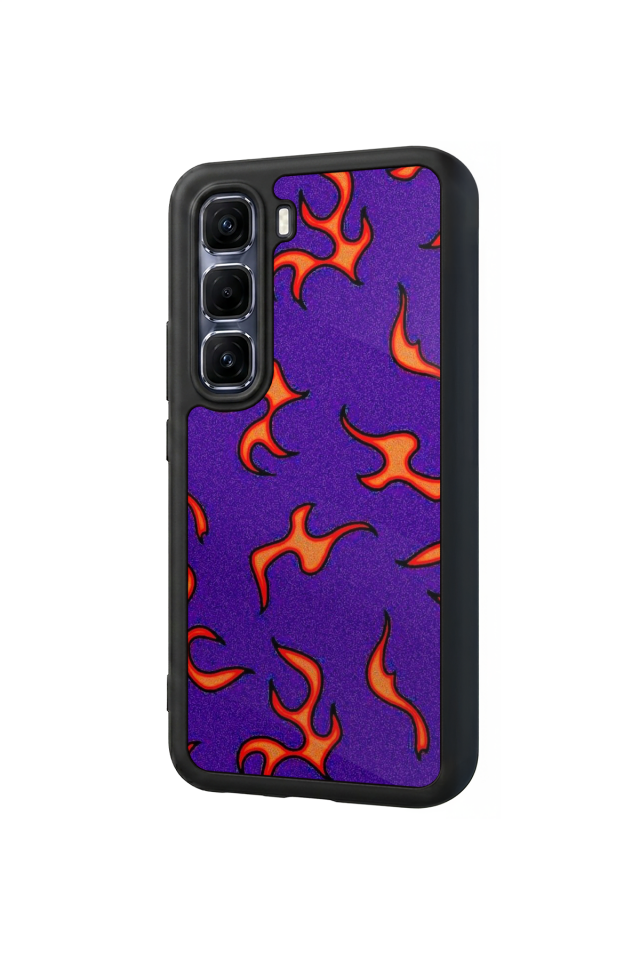 Infinix Hot 60 Pro Plus Uyumlu Retro Flame Patterns Tasarımlı Glossy Premium Kılıf