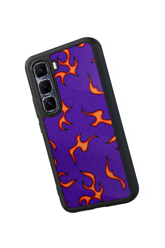 Infinix Hot 60 Pro Plus Uyumlu Retro Flame Patterns Tasarımlı Glossy Premium Kılıf