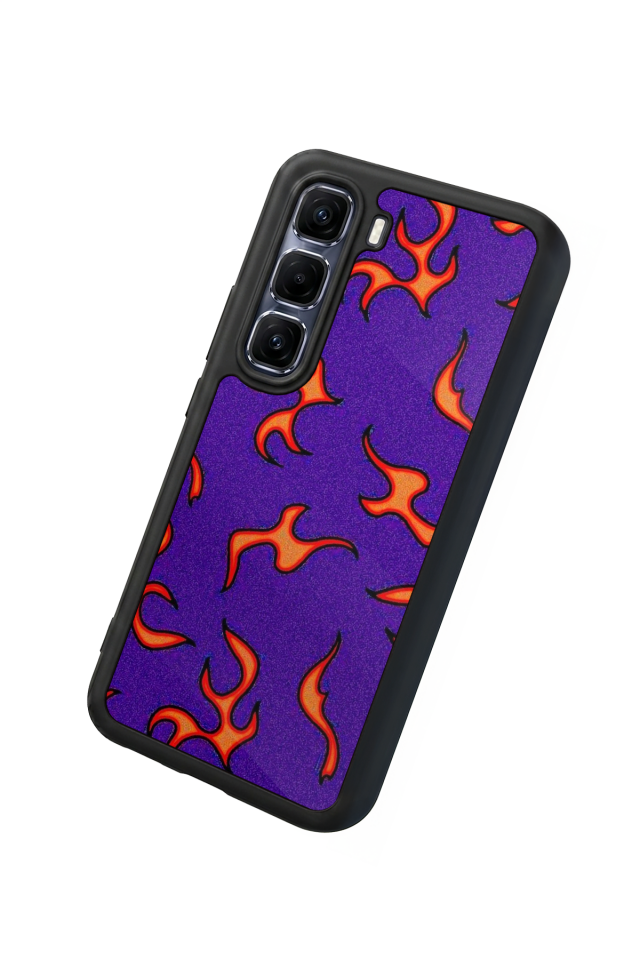 Infinix Hot 60 Pro Plus Uyumlu Retro Flame Patterns Tasarımlı Glossy Premium Kılıf