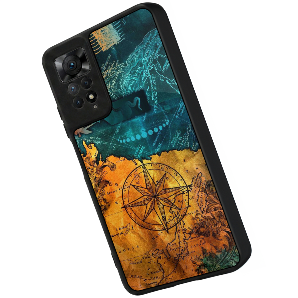Xiaomi Redmi Note 11 Pro Uyumlu Harita Tasarımlı Glossy Premium Kılıf