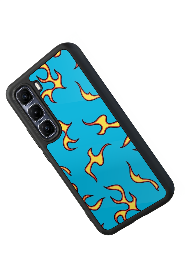 Infinix Hot 60 Pro Plus Uyumlu Retro Flame Patterns Tasarımlı Glossy Premium Kılıf