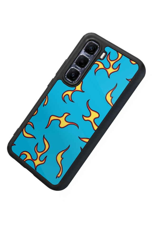 Infinix Hot 60 Pro Plus Uyumlu Retro Flame Patterns Tasarımlı Glossy Premium Kılıf