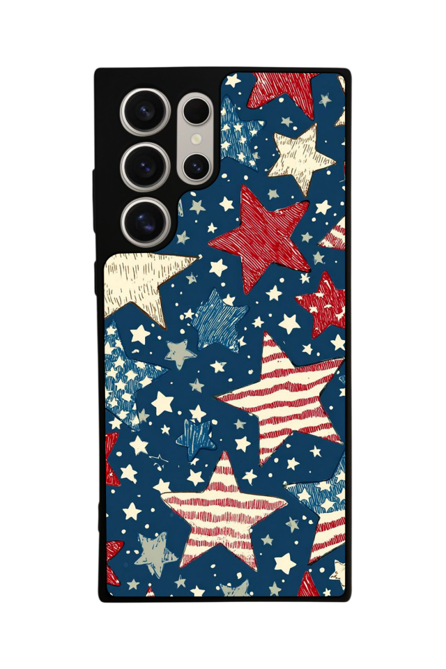 Samsung Galaxy S23 Ultra Uyumlu Retro Yildizlar Tasarımlı Glossy Premium Kılıf