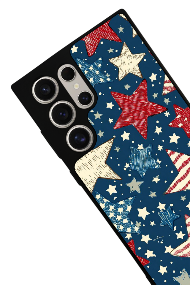 Samsung Galaxy S23 Ultra Uyumlu Retro Yildizlar Tasarımlı Glossy Premium Kılıf