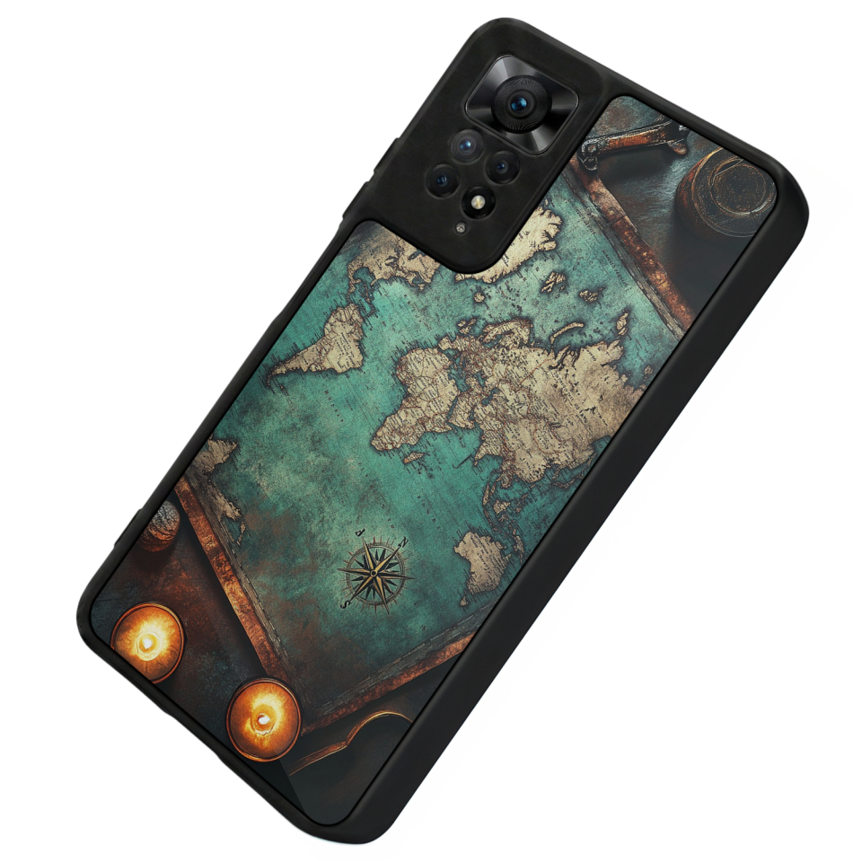 Xiaomi Redmi Note 11 Pro Uyumlu Harita Tasarımlı Glossy Premium Kılıf