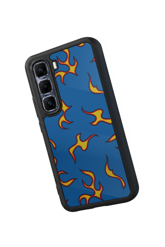 Infinix Hot 60 Pro Plus Uyumlu Retro Flame Patterns Tasarımlı Glossy Premium Kılıf