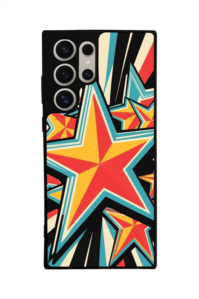 Samsung Galaxy S23 Ultra Uyumlu Retro Yildizlar Tasarımlı Glossy Premium Kılıf