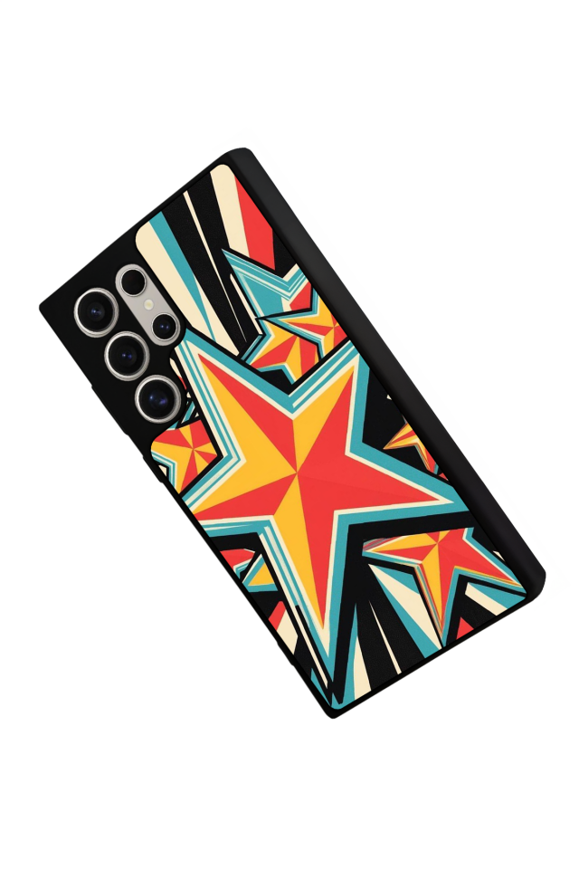Samsung Galaxy S23 Ultra Uyumlu Retro Yildizlar Tasarımlı Glossy Premium Kılıf