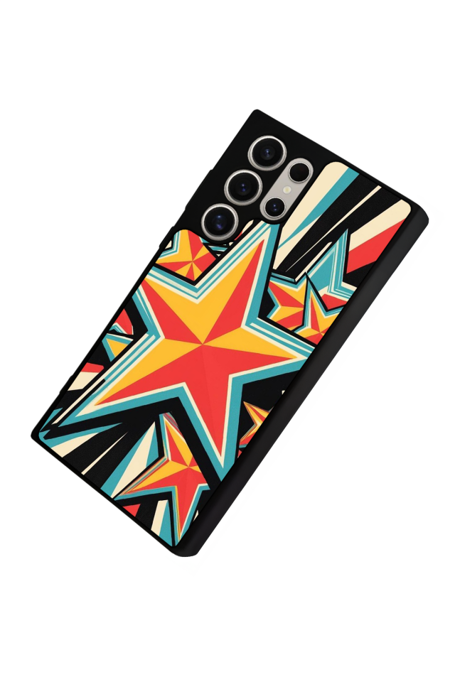 Samsung Galaxy S23 Ultra Uyumlu Retro Yildizlar Tasarımlı Glossy Premium Kılıf